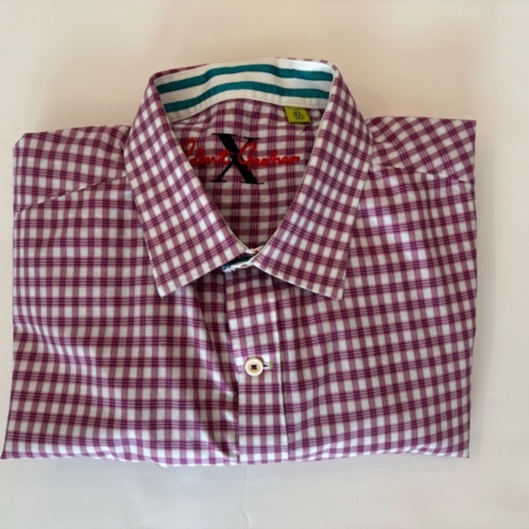 ROBERT Graham Luxury Long Sleeve Dress Short XL Tailored Fit Pink and Wh… - Picture 16 of 16